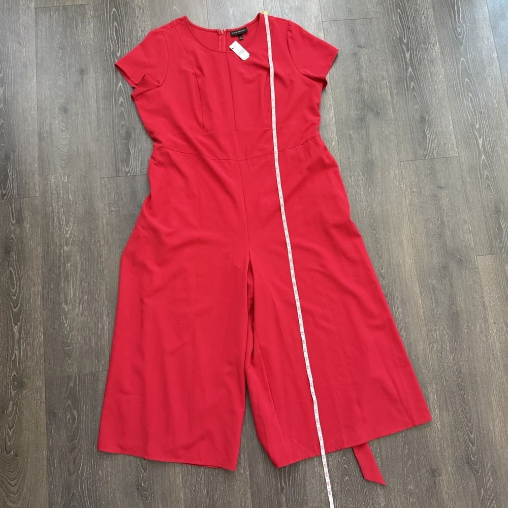 Lane Bryant NWT Red Wide Leg Belted Jumpsuit Sz 22  Evening Office Wedding Party - Picture 4 of 10